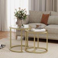 HOMCOM 2 Pcs Modern Coffee Table with Tempered Glass Side Tables Clear