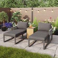 BTM 2-4 Seater Garden Furniture Set Modular Sofa Patio Lounge Table in Grey