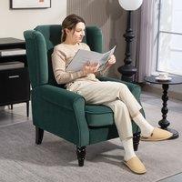 HOMCOM Retro Accent Chair Wingback Armchair with Wood Frame for Living Room in Green