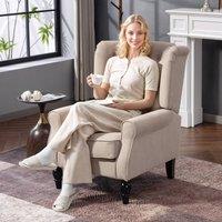 HOMCOM Accent Armchair Home Furniture Retro Tufted Club Wood Fabric, Beige | Size: 1 Seater