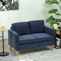 HOMCOM Compact 2 Seater Sofa with Under Seat Storage for Small Spaces in Blue