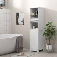 HOMCOM Freestanding Bathroom Tall Cabinet with Adjustable Shelf, White