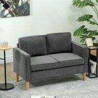HOMCOM Compact 2 Seater Sofa with Under Seat Storage for Small Spaces in Grey