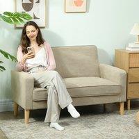 HOMCOM 2 Seater Sofa, Velvet Upholstered Loveseat for Small Space in Beige
