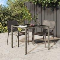 Berkfield Home Garden Dining Table Grey 90x90x75 cm Poly Rattan | Size: 90 x 90 x 75 cm