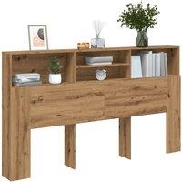 Berkfield Home Headboard Cabinet Artisan Oak 180x19x103.5 cm Engineered Wood in Brown
