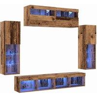 Berkfield Home 8 Piece TV Wall Units with LED Old Wood Engineered Wood in Brown