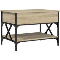 Berkfield Home Coffee Table Sonoma Oak 70x50x50 cm Engineered Wood & Metal in Light Brown | Size: 70 x 50 x 50 cm