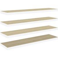Berkfield Home Floating Wall Shelves 4 pcs Oak & White 90x23.5x3.8 cm MDF in Brown