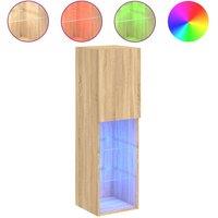 Berkfield Home TV Cabinet with LED Lights Sonoma Oak 30.5x30x102 cm in Brown