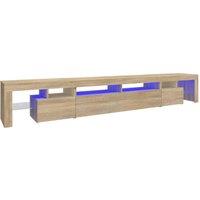 Berkfield Home TV Cabinet with LED Lights Sonoma Oak 260x36.5x40 cm in Light Brown