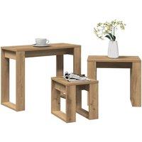 Berkfield Home Nest of Tables 3 pcs Artisan Oak Engineered Wood in Brown