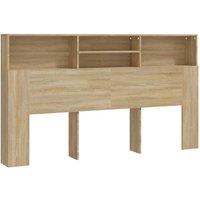 Berkfield Home Headboard Cabinet Sonoma Oak 180x19x103.5 cm in Light Tan