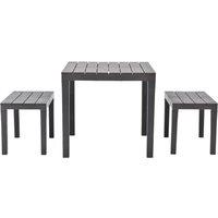 Berkfield Home Garden Table with 2 Benches Plastic Brown in Taupe