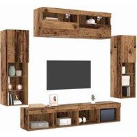 Berkfield Home Durable 8 Piece TV Wall Units with LED Old Wood Engineered Wood in Brown
