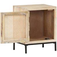 Berkfield Home Beautiful Bedside Cabinet 40x30x50 cm Solid Mango Wood & Natura in Light Brown | Size: 40 x 30 x 50 cm