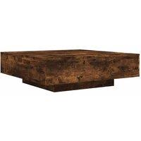 Berkfield Home Modern Coffee Table with LED Lights Smoked Oak 100x100x31 cm in Brown | Size: 100 x 100 x 31 cm
