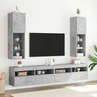 Berkfield Home TV Cabinets with LED Lights 2 pcs Concrete Grey 30.5x30x102 cm