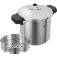 Kuhn Rikon Duromatic Inox Pressure Cooker with Side Grips + Steamer Insert, 22cm/5L in Silver