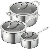 Kuhn Rikon Allround Stainless Steel 3-Piece Mixed Cookware Set - 16cm/20cm Saucepan & 24cm Casserole Pot in Silver