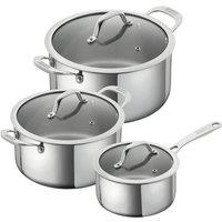 Kuhn Rikon Allround Stainless Steel 3-Piece Mixed Cookware Set - 16cm Saucepan & 20cm/24cm Casserole Pot in Silver