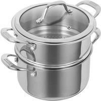 Kuhn Rikon Allround Stainless Steel Induction Safe Stackable 2-Tier 20cm/3.1L Casserole Pot Steamer Set in Silver
