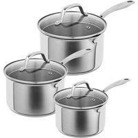 Kuhn Rikon Allround Plus Stainless Steel 3-Piece Saucepan Set with Draining Lid, 16cm, 18cm & 20cm in Silver