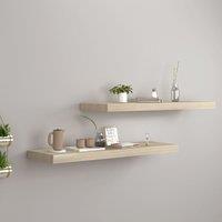 Berkfield Home Floating Wall Shelves 2 pcs Oak 80x23.5x3.8 cm MDF in Brown