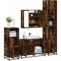 Berkfield Home 4 Piece Bathroom Furniture Set Smoked Oak Engineered Wood in Brown