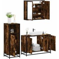 Berkfield Home 3 Piece Bathroom Furniture Set Smoked Oak Engineered Wood in Brown