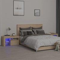 Berkfield Home Bedside Cabinets 2 pcs with LED Lights Sonoma Oak 70x36.5x40 cm in Brown