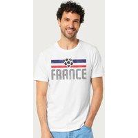 Coto7 Men's France Retro Stripe World Cup Football T-Shirt in White | Size: Large