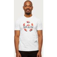 Coto7 Men's Spain Retro Ball Art World Cup Football T-Shirt in White | Size: Medium