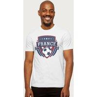 Coto7 Men's France Emblem Badge World Cup Football T-Shirt in White | Size: Small