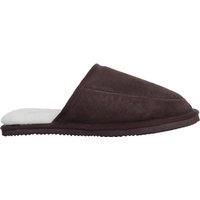 SNUGRUGS Men's Jesse, Suede Wool Mule Open Back Slippers with Lightweight Sole in Dark Brown | Size: 11
