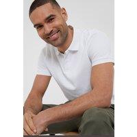 Threadbare Men's 'Donora' Textured Cotton Rich Polo Shirt in White | Size: Large