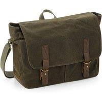 Quadra Men's Heritage Waxed Canvas Messenger Bag in Dark Olive