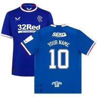 Rangers FC Men's Mens 2022 2023 Home Shirt Your Name in Blue | Size: Medium