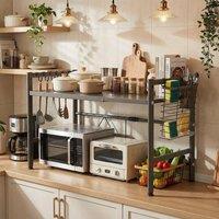 Living and Home 2-Tier Expandable Microwave Oven Rack Ajustable Spice Rack 39-62cm in Black