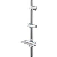 Living and Home Shower Riser Rail Slider Bar with Soap Tray in Silver