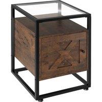 tectake Bedside Table Kidderminster 40X43X60.5Cm With Shelf & Cupboard in Brown | Size: 40X43X60.5 cm