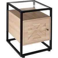 tectake Bedside Table Kidderminster 40X43X60.5Cm With Shelf & Cupboard in Light Oak | Size: 40X43X60.5 cm