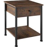 tectake Bedside Table Bradford - Classic Single Drawer Nightstand in Brown