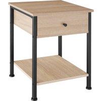tectake Bedside Table Bradford - Classic Single Drawer Nightstand in Light Oak