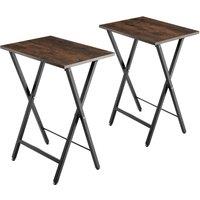 tectake Bedside Table Phoenix Set Of 2 - Industrial Style, Foldable in Dark Brown