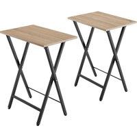 tectake Bedside Table Phoenix Set Of 2 - Industrial Style, Foldable in Light Oak