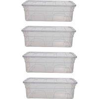 Whitefurze Spacemaster 5L Transparent Plastic Storage Boxes with Lid - Set of 4 in Clear