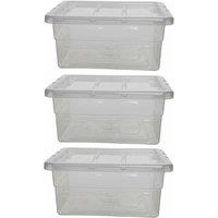 Whitefurze Spacemaster Mini 12L Plastic Storage Boxes with Lid - Set of 3 in Clear