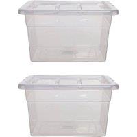 Whitefurze Spacemaster Maxi 22L Clear Plastic Storage Boxes with Lid - Set of 2