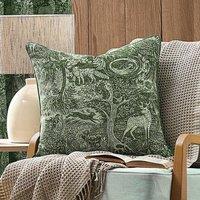 Furn Winter Woods Jacquard Chenille Polyester Filled Cushion in Emerald | Size: 50 cm x 50 cm